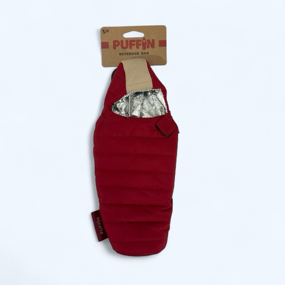 Puffin Sleeping Bag Bottle Opener Carabiner Koozie Beer/Drink Holder Novelty Red